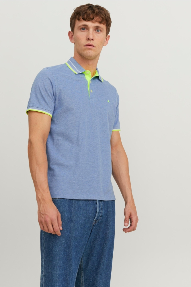 JJEPAULOS POLO SS NOOS 12136668 BRIGHT COBALT/NEON